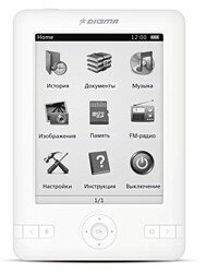 Электронная книга DIGMA E500 белый {5", 2Gb, чехол, радио, mp3 плеер}