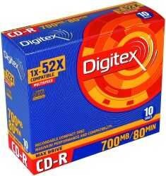 R80S52-ST1/R80S52-ST1i Диски CD-R Digitex 700 Mb 52X (Slim Case, 10 шт.)